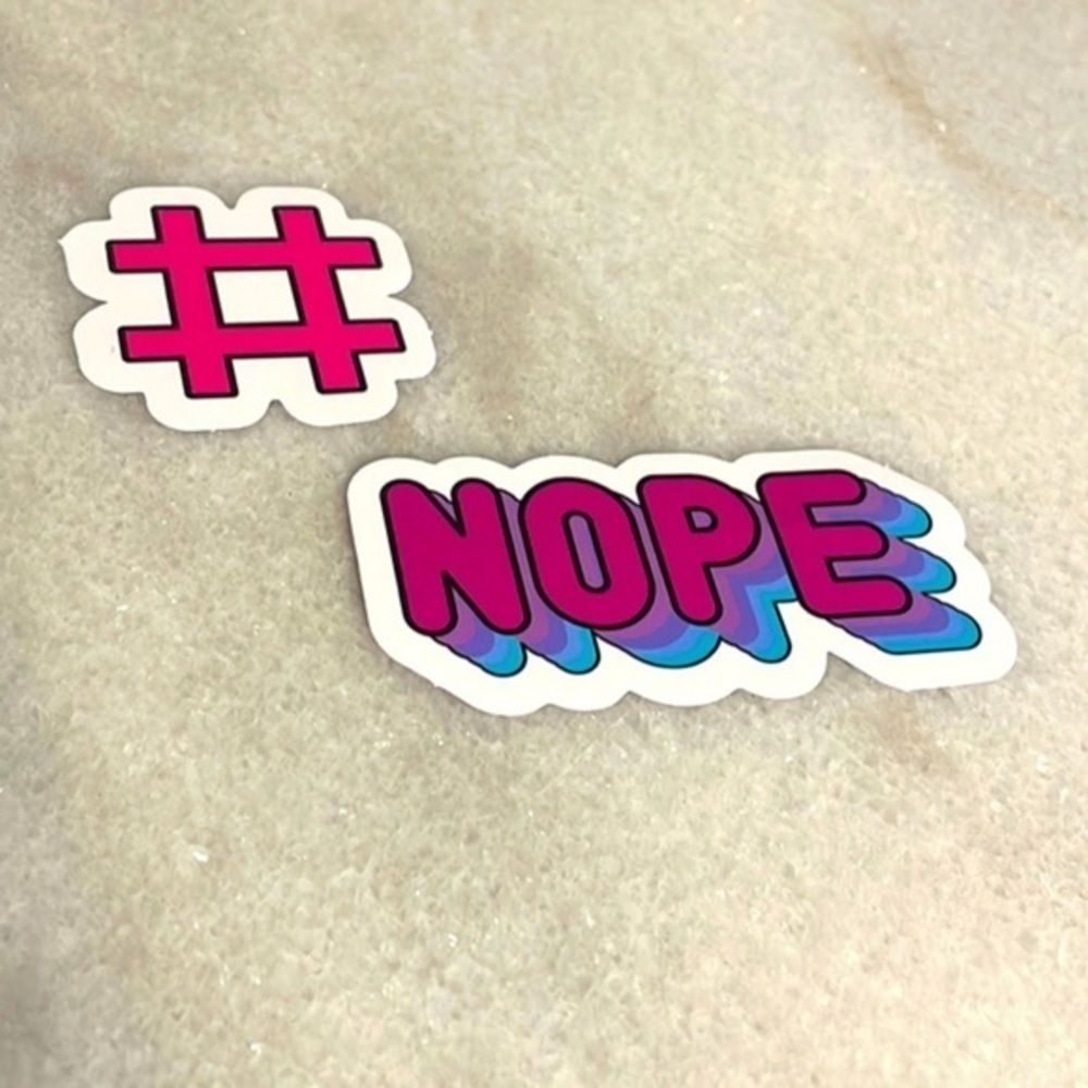 Stickers Reusable Vinyl Nope Sticker Set of 2 Large Laptop Water Bottle New